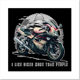 I like bikes more than people Humorous Auto Enthusiast tee 8 Posters and Art